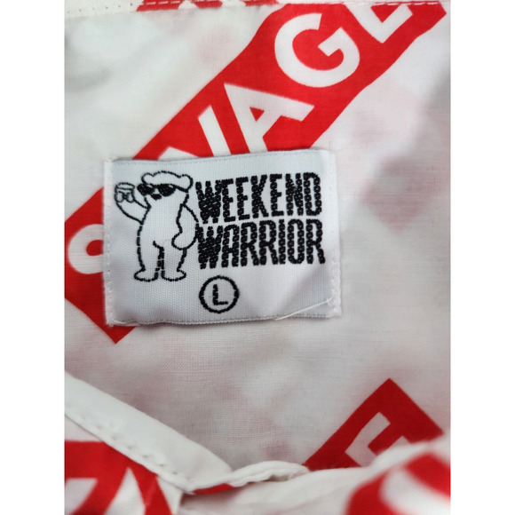 Weekend Warrior 'Savage' Button Down Casual Short Sleeve Men's Shirt Size Large - Picture 3 of 9